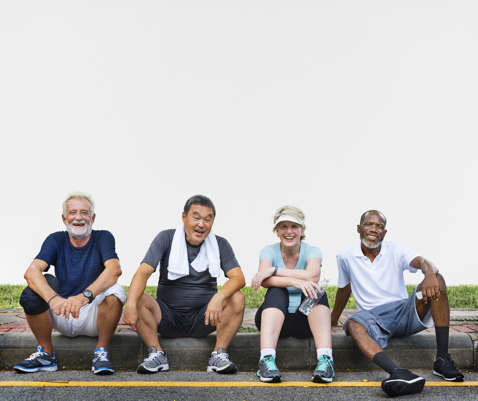 group of senior friends relaxing together