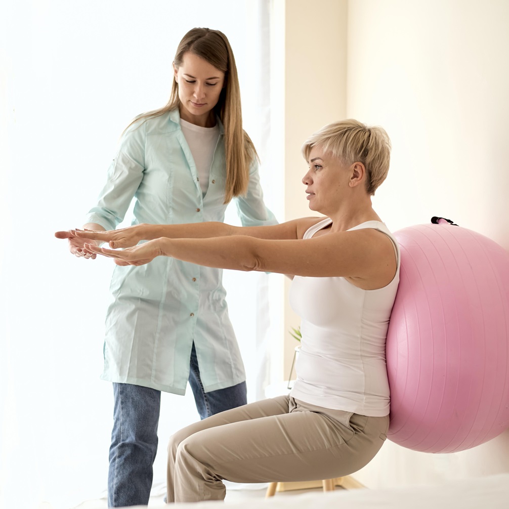 female patient undergoing therapy