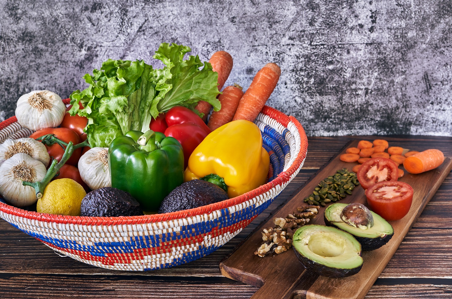 assorted vegetables cut to make a salad